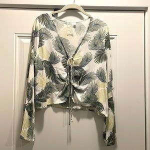 Floral crop top with lace up front
